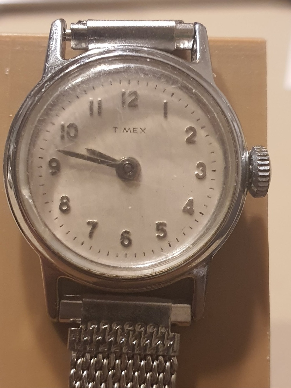 🦋10/$20🦋Vtg Timex Silver Stainless Steel Mesh Wind-Up Women's Watch For Repair
